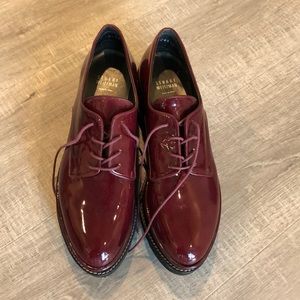 Burgundy Stuart Weitzman platform loafers